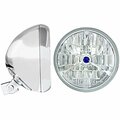 In Pro Car Wear 7 in. Universal Headlight Bucket, Chrome with T70300 DC Blue Dot Headlamp HB77010-3